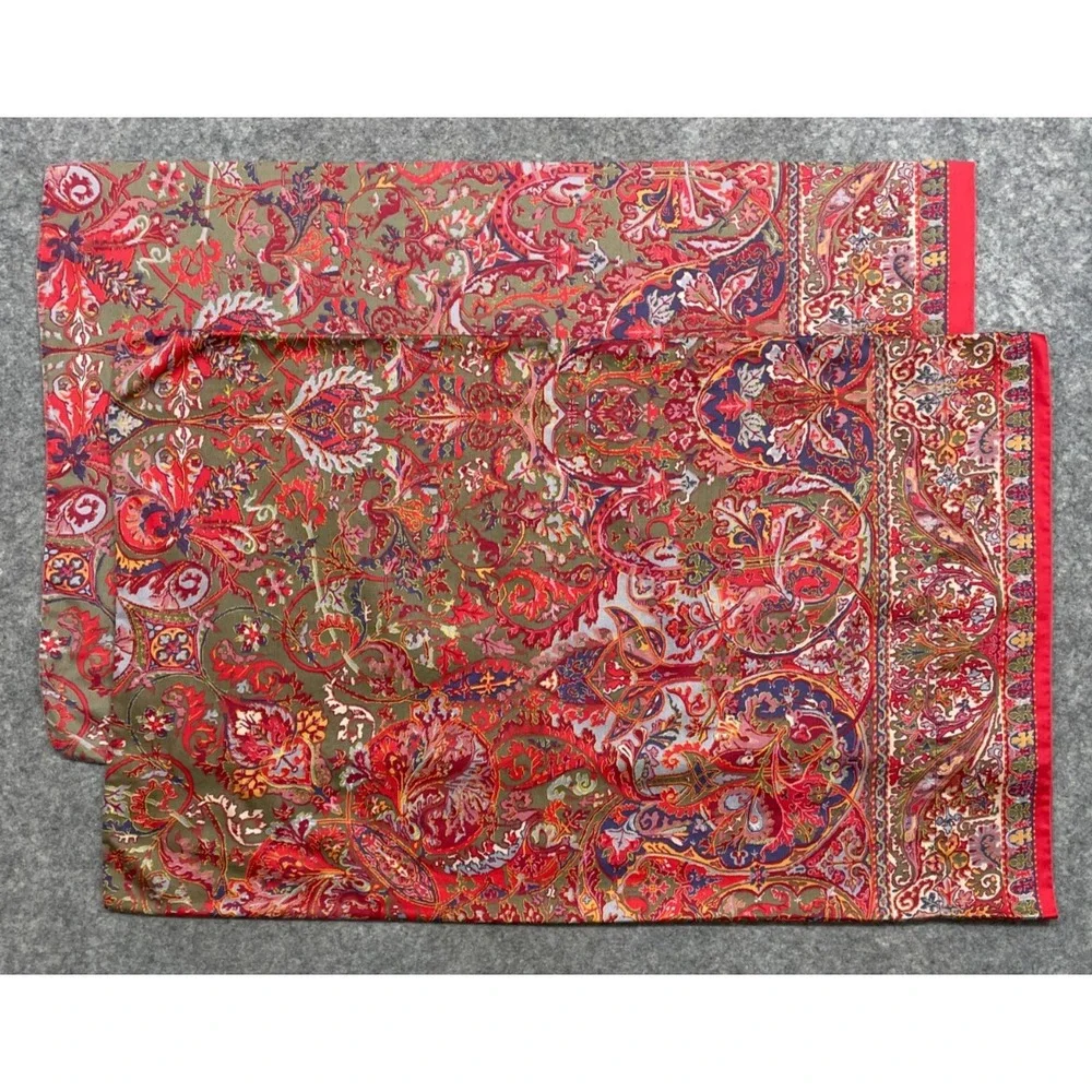 Vintage Ralph Lauren Queen Galahad 4 Piece Sheet Set Red Paisley